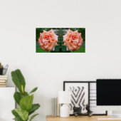 Poster Rose de pêche en mosaïque dans le miroir en fleur  (Bureau à domicile)