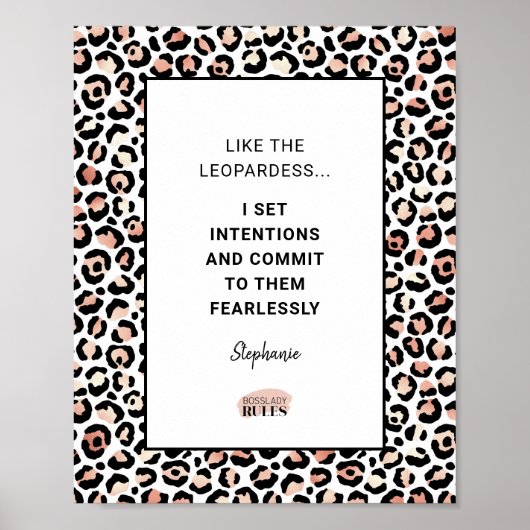 Poster Rose de soumission motivationnel Motif Leopard Or (Devant)