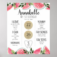 Poster rose de Watermelon 1st Birthday