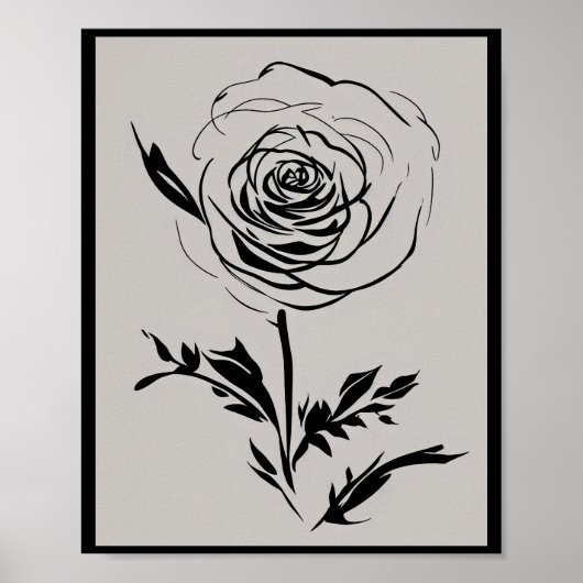 Poster Rose d'encre minimaliste (Devant)