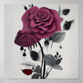 Poster Rose d'encre minimaliste Abstrait (Devant)