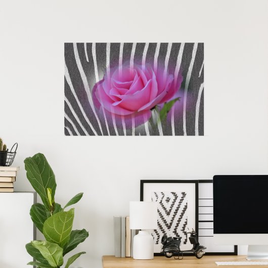Poster Rose d'impression Zebra (Bureau à domicile)