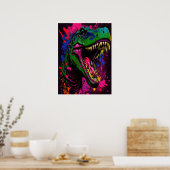 Poster rose Dinosaur T Rex (Cuisine)