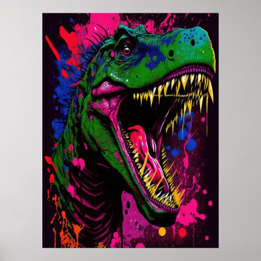 Poster rose Dinosaur T Rex (Devant)