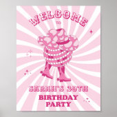 Poster Rose | Disco Cowgirl Anniversaire de fête Bienvenu (Devant)