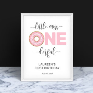 Poster Rose Douce Petite Mademoiselle 1er Anniversaire