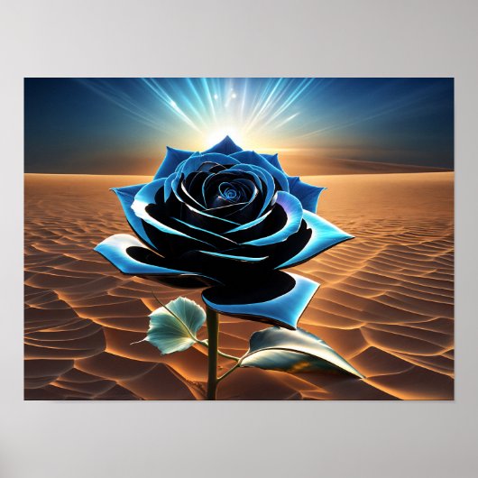 Poster Rose du désert de métal bleu (Devant)