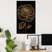 Poster Rose en ligne d'art doré avec points scintillants (Bureau à domicile)