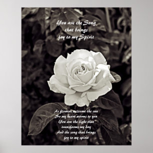 Poster Rose en noir et blanc