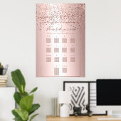 Poster Rose en or confetti métallique mariage assise (Bureau à domicile)