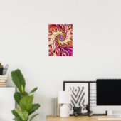 Poster Rose en Spirale Dorée Tourbillon Abstrait Fractal (Bureau à domicile)