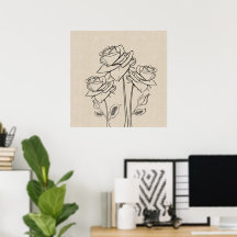 Poster rose en toile de dessin