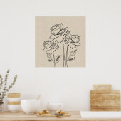 Poster rose en toile de dessin (Cuisine)