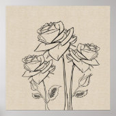 Poster rose en toile de dessin (Devant)