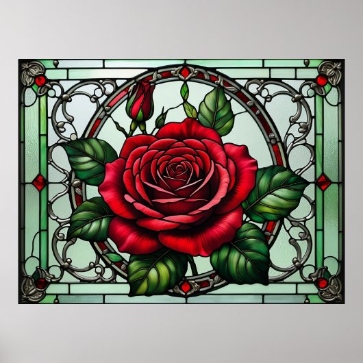 Poster Rose en verre coloré (Devant)
