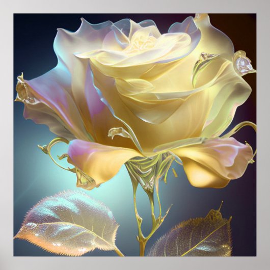 Poster Rose en verre translucide - Jaune (Devant)
