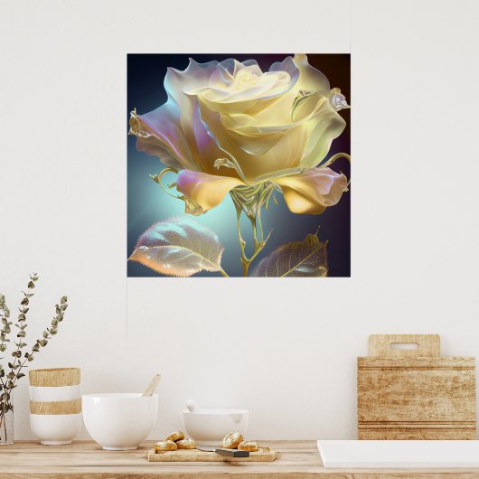 Poster Rose en verre translucide - Jaune (Cuisine)
