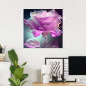 Poster Rose en verre translucide - rose (Bureau à domicile)