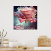 Poster Rose en verre translucide - Rose Dusty (Cuisine)