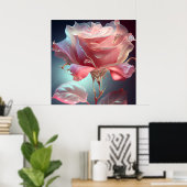 Poster Rose en verre translucide - Rose Dusty (Bureau à domicile)