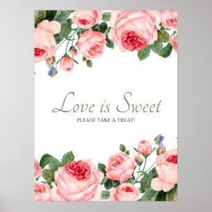 Poster Rose Épanouie Fleur de Mariage L'Amour est doux Fa