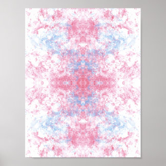 Poster Rose et bleu pastel aquarelle abstrait de rêve