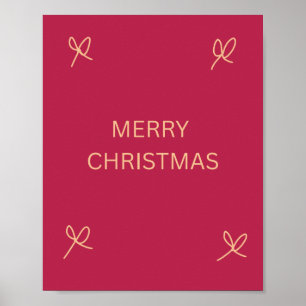 Poster Rose et crème illustré ruban Joyeux Noël