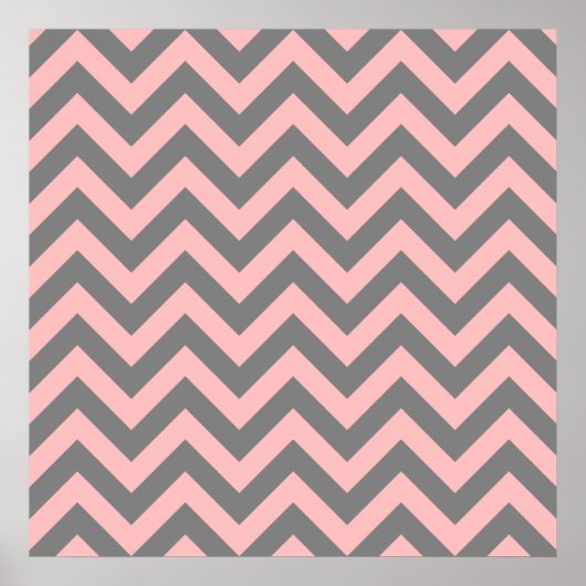 Poster Rose et gris en zigzag (Devant)