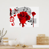 Poster rose et Love Music (Cuisine)