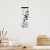 Poster Rose et oiseau bleu, Hiroshige, Ukiyo-e (Cuisine)