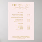 Poster Rose et or beige - Élégant, Liste de prix de salon (Devant)