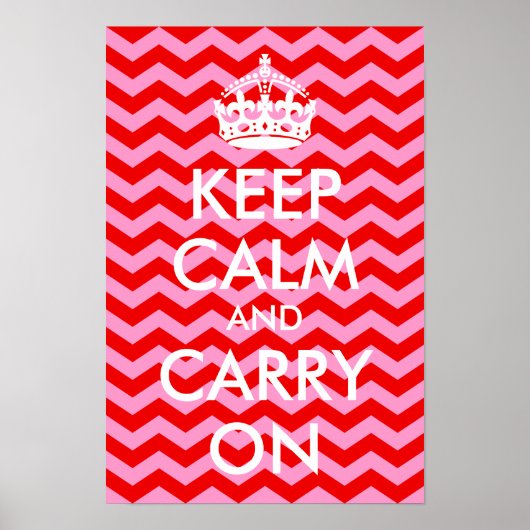 Poster Rose et rouge Gardez le calme et continuer à impri (Devant)