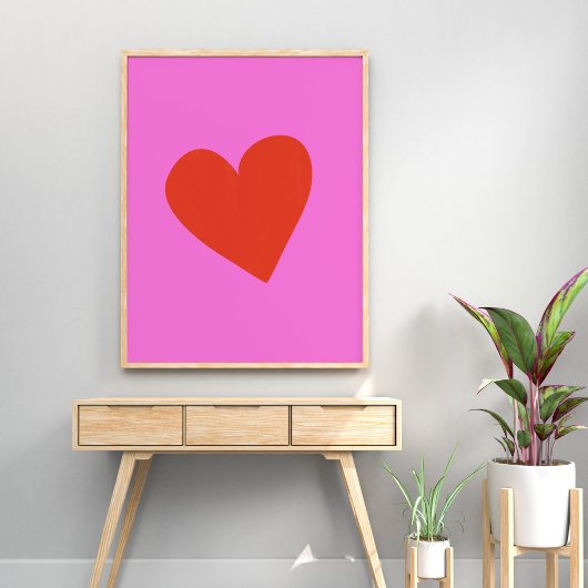 Poster Rose et Rouge Saint Valentin Coeur moderne
