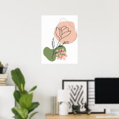 Poster Rose Et Vert Moderne Ligne Rose Abstraite Art Post (Bureau à domicile)
