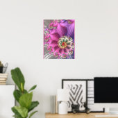 Poster Rose et violet soyeux fractal (Bureau à domicile)