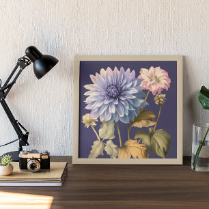 POSTER ROSE ET VIOLET VINTAGE FLORAL ÉLÉGANT