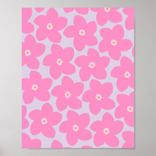 Poster Rose Fleur Rétro Et Violet (Devant)