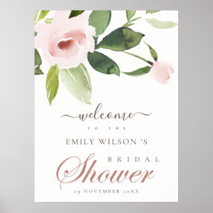 POSTER ROSE FLORAL DE SAISON DE MARIAGE ACCUEIL DOUX ROSE
