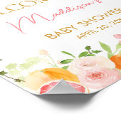 Poster Rose Floral Orange Citrus Bienvenue (Coin)