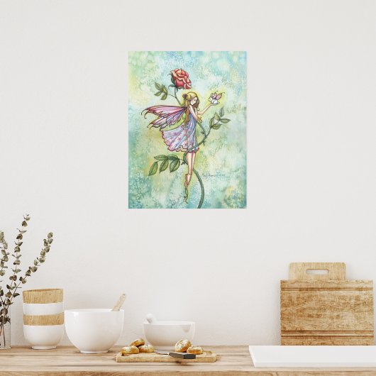Poster Rose Flower et Bunny Art (Cuisine)
