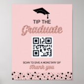 Poster Rose Foil Script Confetti Astuce Le Signe Diplômé (Devant)