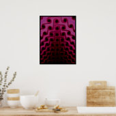 Poster Rose foncé et motif abstrait noir (Cuisine)