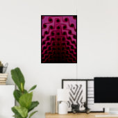 Poster Rose foncé et motif abstrait noir (Bureau à domicile)