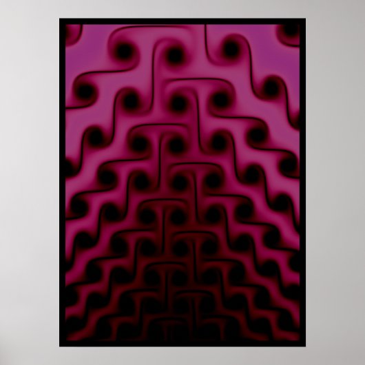Poster Rose foncé et motif abstrait noir (Devant)