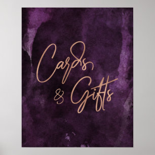 Poster Rose foncé violet or mariage cartes et cadeaux
