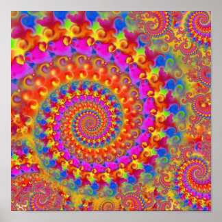 Poster rose fou fractal