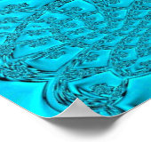 Poster Rose fractal Aqua Glow (Coin)