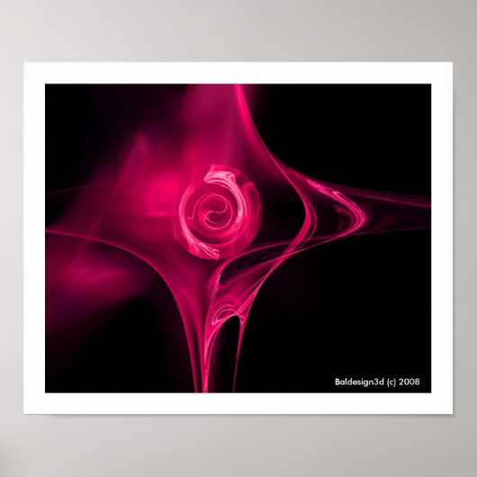 Poster ROSE FRACTAL, fuchsia rose (Devant)