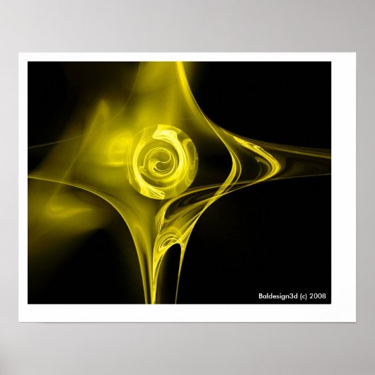 Poster ROSE FRACTAL, jaune (Devant)