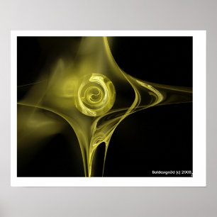 Poster ROSE FRACTAL, jaune